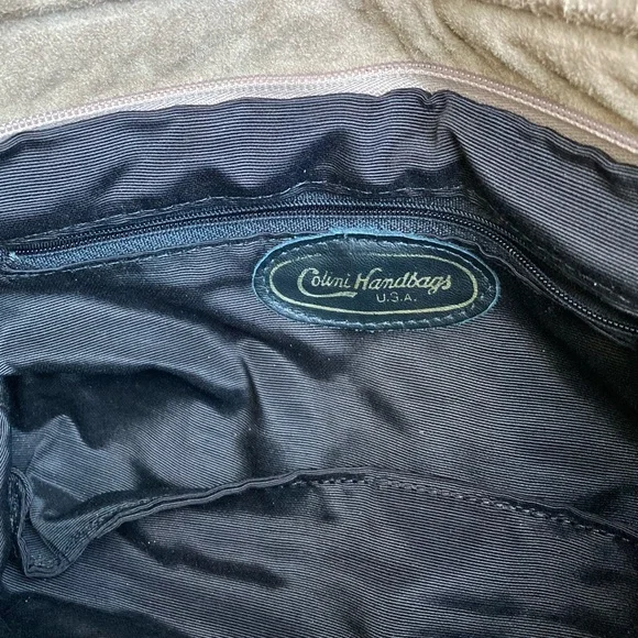 EUC Vintage Colini Suede Clutch with Removable Shoulder Strap, Tassel, Taupe - Picture 7 of 11